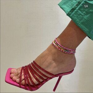 Zara Rhinestone Vinyl High Heel Sandals